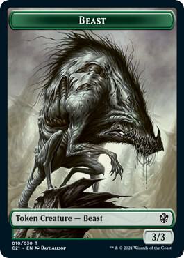 Beast (010) // Fish Double-Sided Token 10 // 3 card from Commander 2021