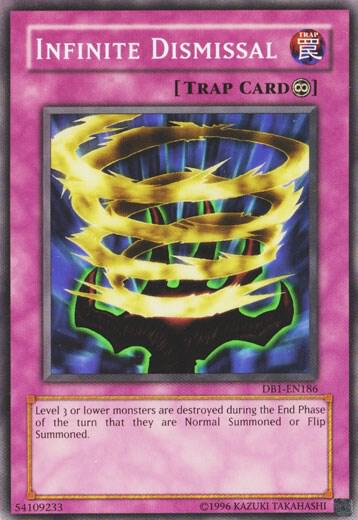 Infinite Dismissal DB1-EN186 card from Dark Beginning 1