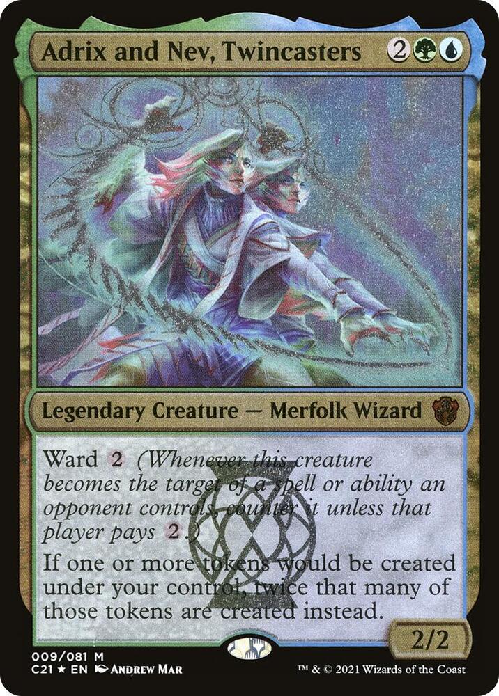 Adrix and Nev, Twincasters (Display Commander) - Thick Stock 9 card from Commander 2021