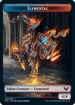 Elemental (2) // Emblem - Rowan, Scholar of Sparks Double-sided Token 2 // 9 card from Strixhaven: School of Mages
