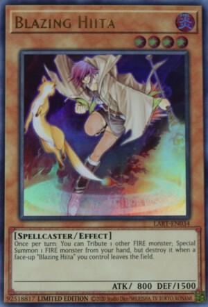 Blazing Hiita LART-EN034 card from The Lost Art Promotion