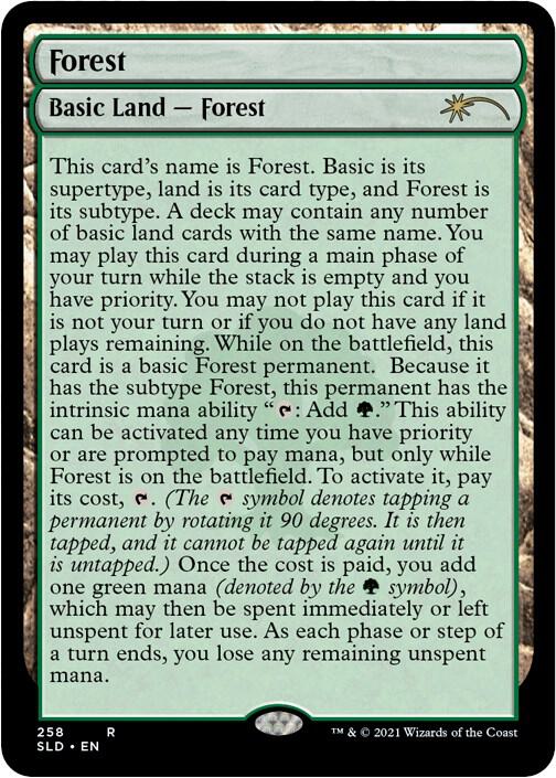 Forest (Full-Text Lands) 258 card from Secret Lair Drop Series