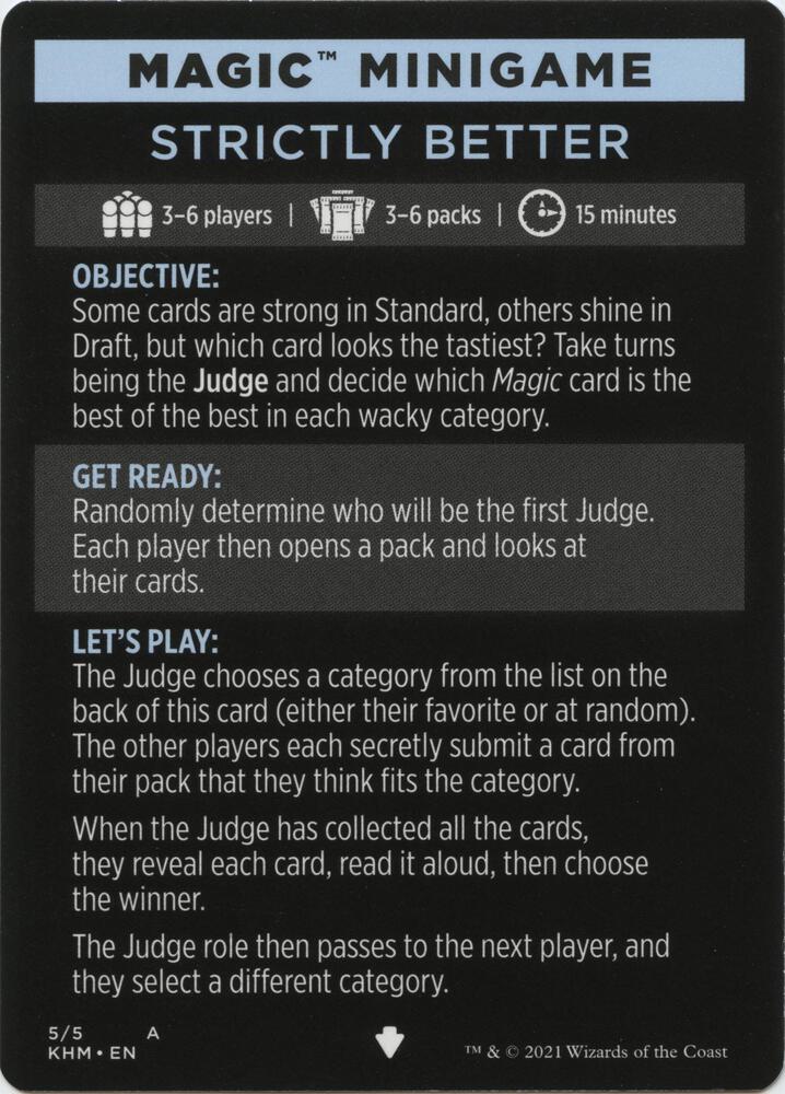 Magic Minigame: Strictly Better 5 card from Kaldheim