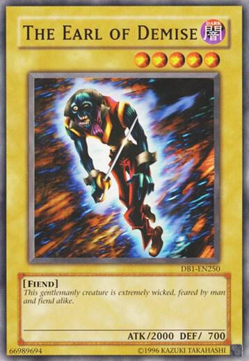 The Earl of Demise DB1-EN250 card from Dark Beginning 1