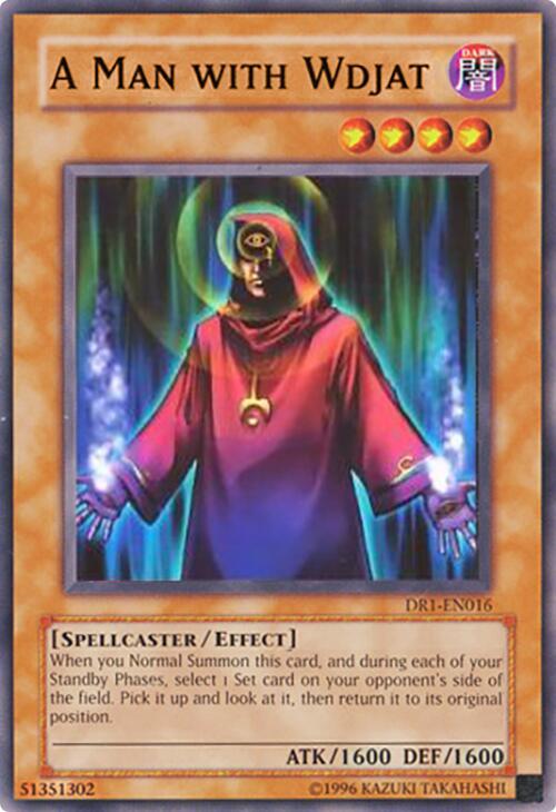 A Man with Wdjat DR1-EN016 card from Dark Revelation Volume 1