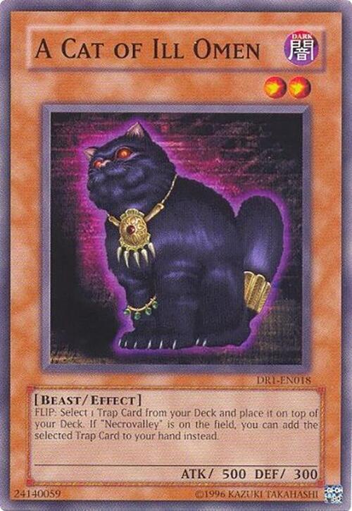 A Cat of Ill Omen DR1-EN018 card from Dark Revelation Volume 1