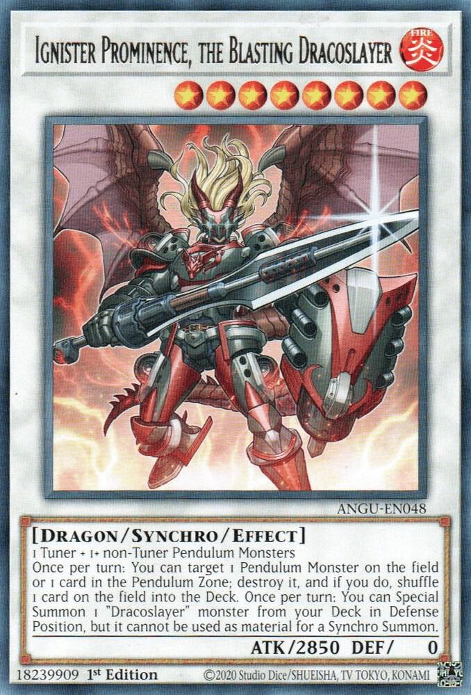 Ignister Prominence, the Blasting Dracoslayer ANGU-EN048 card from Ancient Guardians