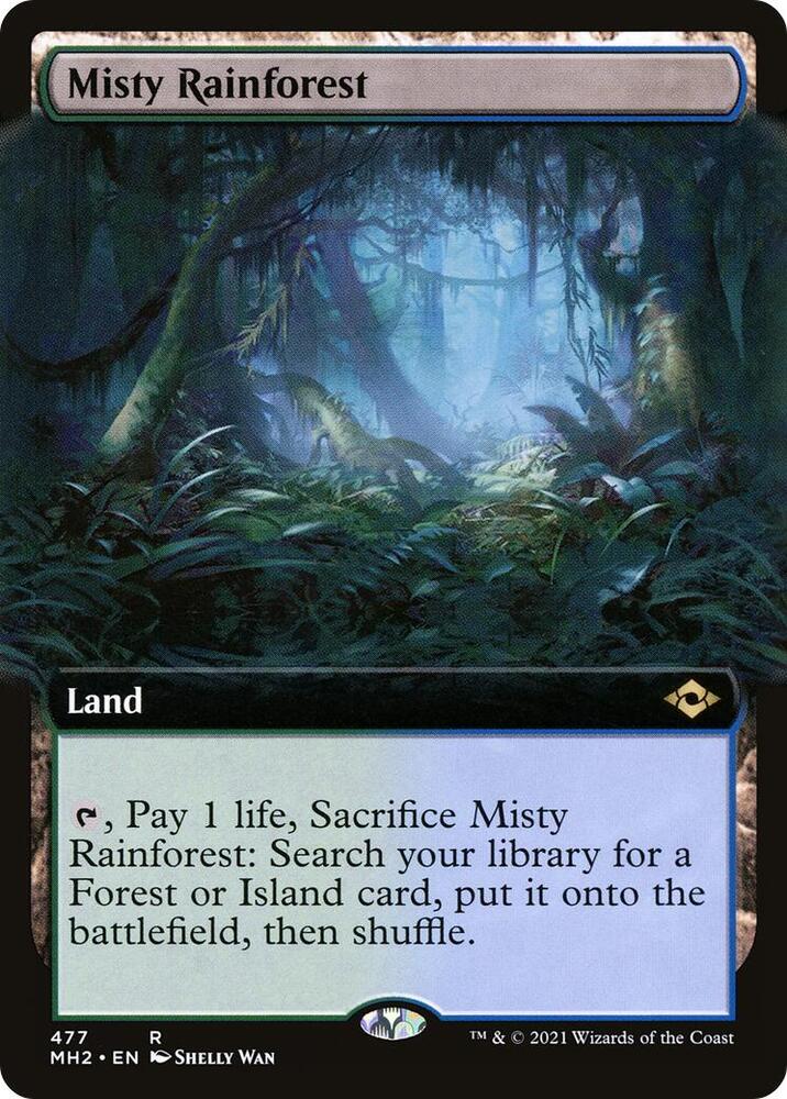 Misty Rainforest (Extended Art) 477 card from Modern Horizons 2
