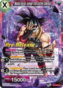 Masked Saiyan, Avenger from Another Dimension BT13-003 card from Supreme Rivalry Pre-Release Cards