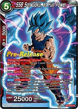 SSB Son Goku, at Full Power BT13-017 card from Supreme Rivalry Pre-Release Cards