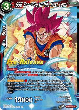 SSG Son Goku, to the Next Level BT13-018 card from Supreme Rivalry Pre-Release Cards