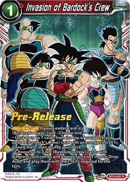 Invasion of Bardock's Crew BT13-027 card from Supreme Rivalry Pre-Release Cards