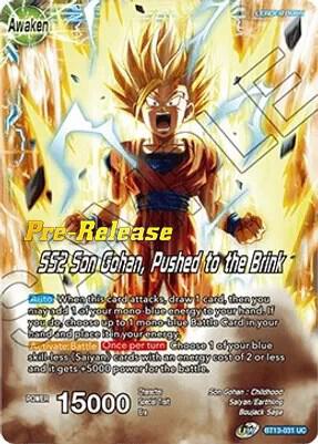 Son Gohan // SS2 Son Gohan, Pushed to the Brink BT13-031 card from Supreme Rivalry Pre-Release Cards