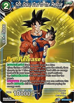 Son Goku, Dad to the Rescue BT13-035 card from Supreme Rivalry Pre-Release Cards
