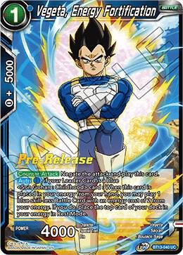 Vegeta, Energy Fortification BT13-040 card from Supreme Rivalry Pre-Release Cards