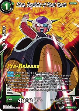 Frieza, Demolisher of Planet Vegeta BT13-078 card from Supreme Rivalry Pre-Release Cards
