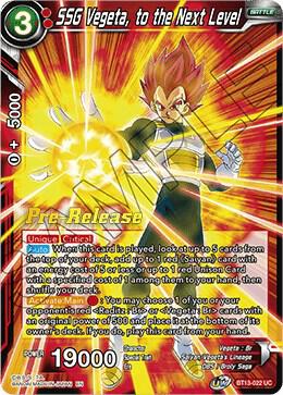 SSG Vegeta, to the Next Level BT13-022 card from Supreme Rivalry Pre-Release Cards