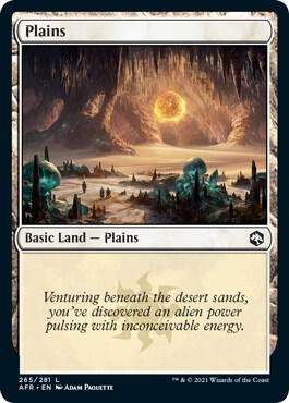 Plains 265 card from Adventures in the Forgotten Realms