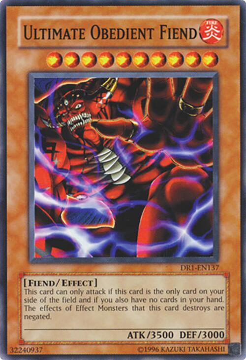 Ultimate Obedient Fiend DR1-EN137 card from Dark Revelation Volume 1