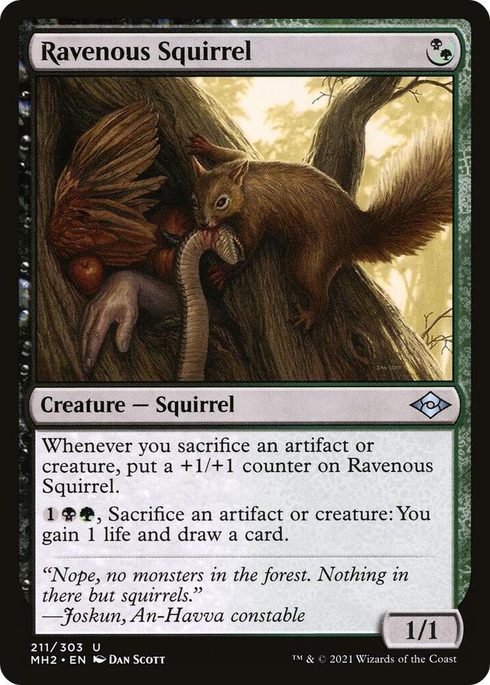 Ravenous Squirrel 211 card from Modern Horizons 2