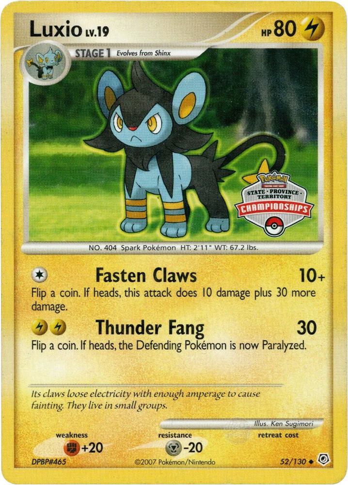 Luxio - 52/130 (State Championship Promo) 052/130 card from League & Championship Cards