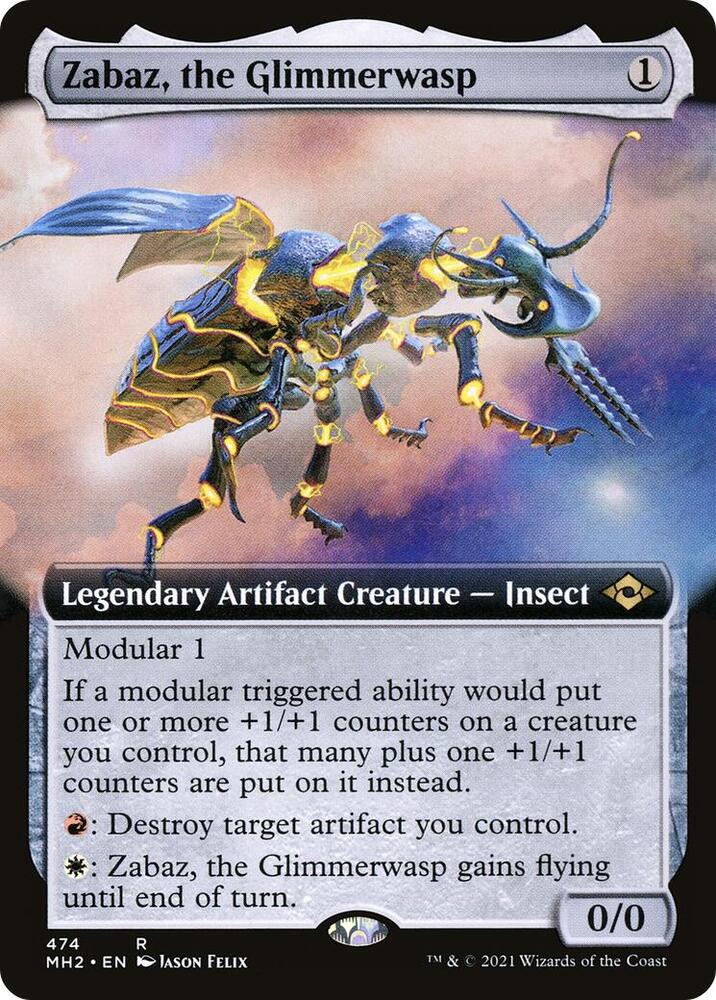 Zabaz, the Glimmerwasp (Extended Art) 474 card from Modern Horizons 2