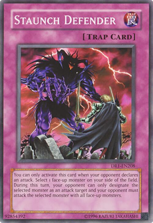 Staunch Defender DR1-EN208 card from Dark Revelation Volume 1