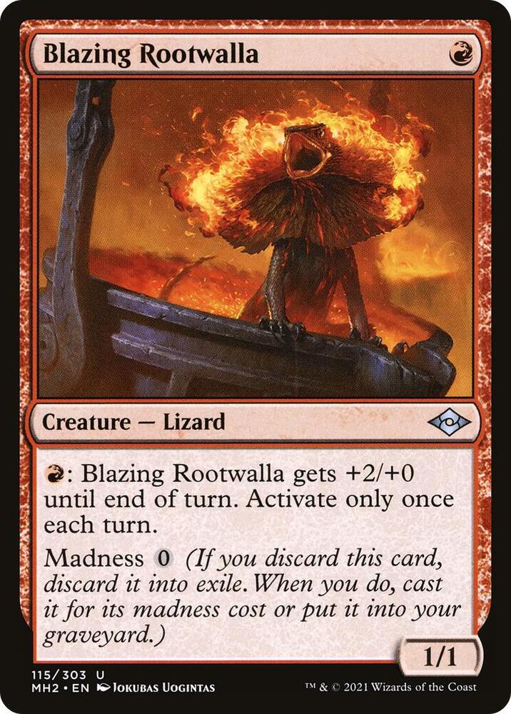 Blazing Rootwalla 115 card from Modern Horizons 2