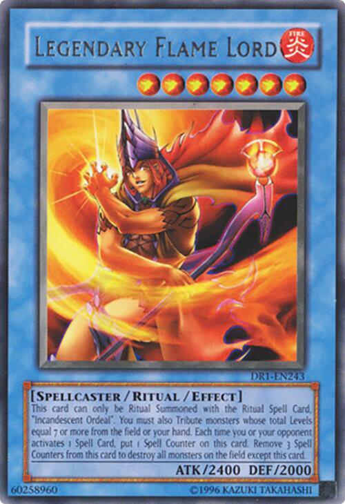Legendary Flame Lord DR1-EN243 card from Dark Revelation Volume 1
