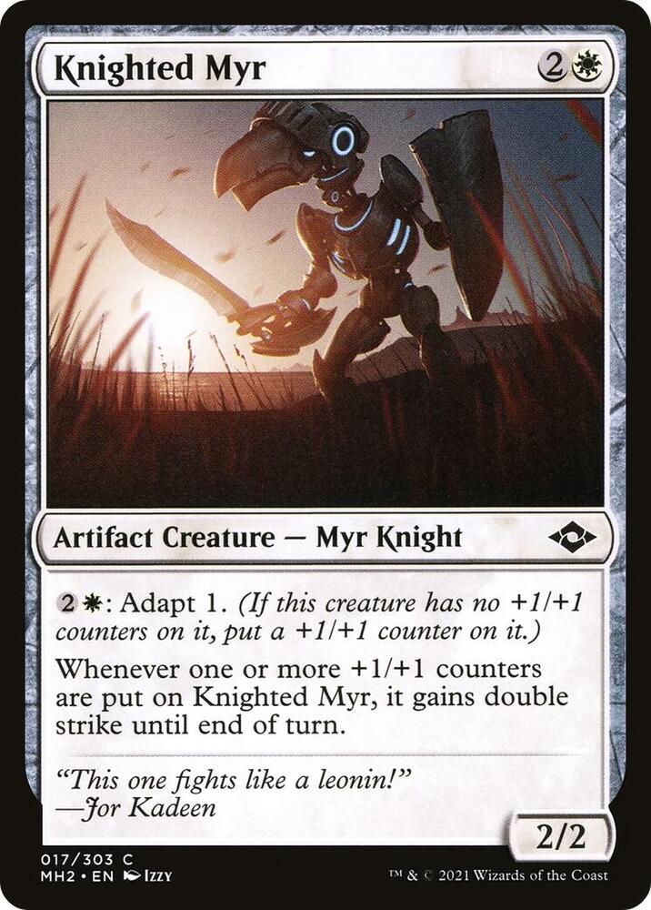 Knighted Myr 17 card from Modern Horizons 2