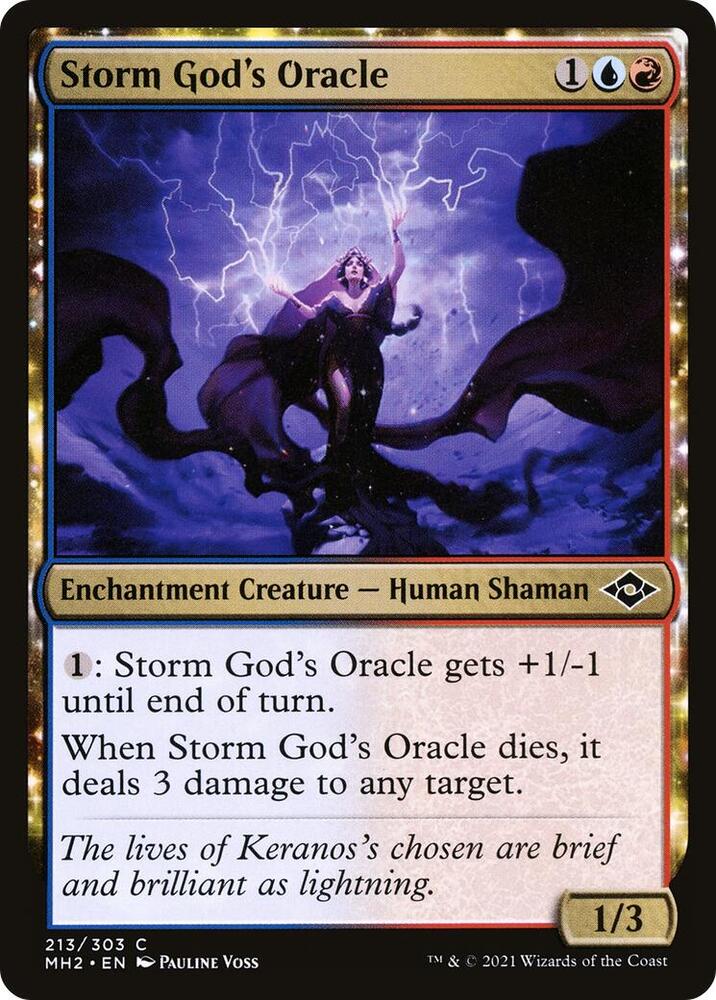 Storm God's Oracle 213 card from Modern Horizons 2