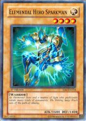 Elemental Hero Sparkman TLM-EN004 card from The Lost Millennium