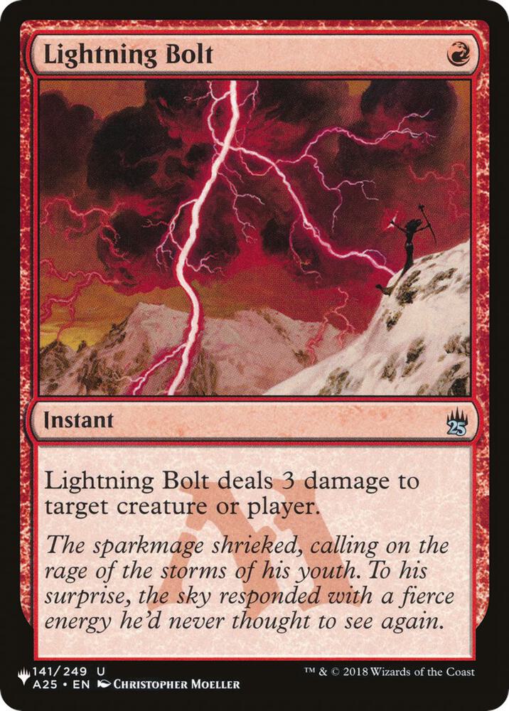Lightning Bolt (A25) 141/249 card from The List Reprints