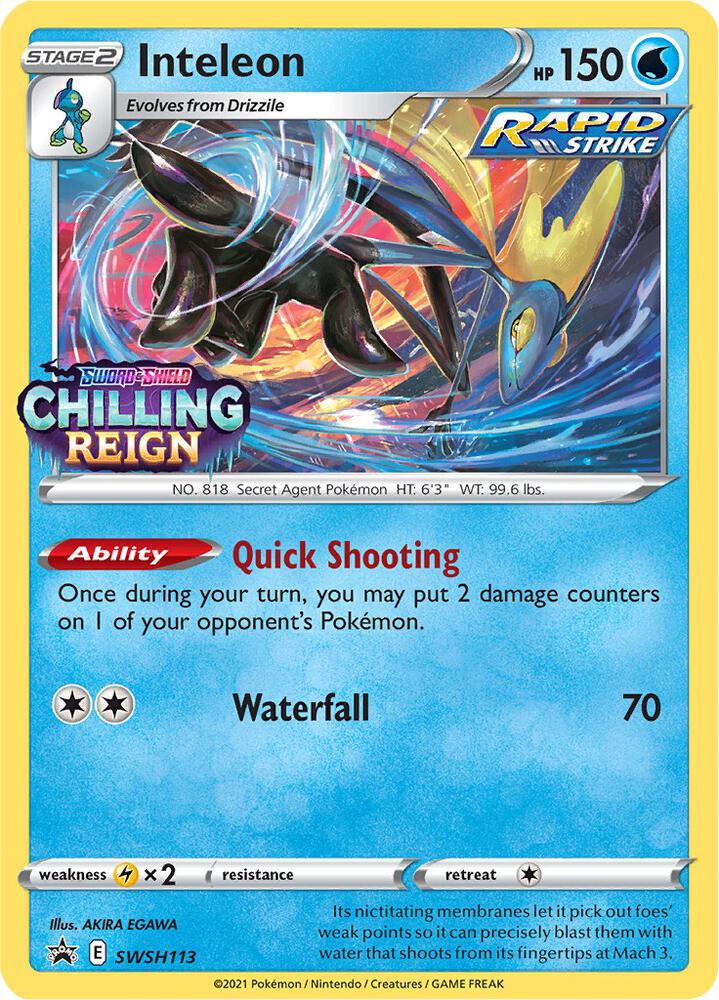 Inteleon (Prerelease) SWSH113 card from SWSH: Sword & Shield Promo Cards