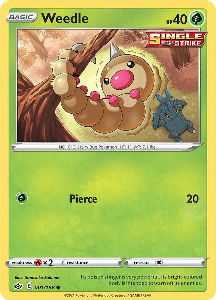Weedle 001/198 card from SWSH06: Chilling Reign