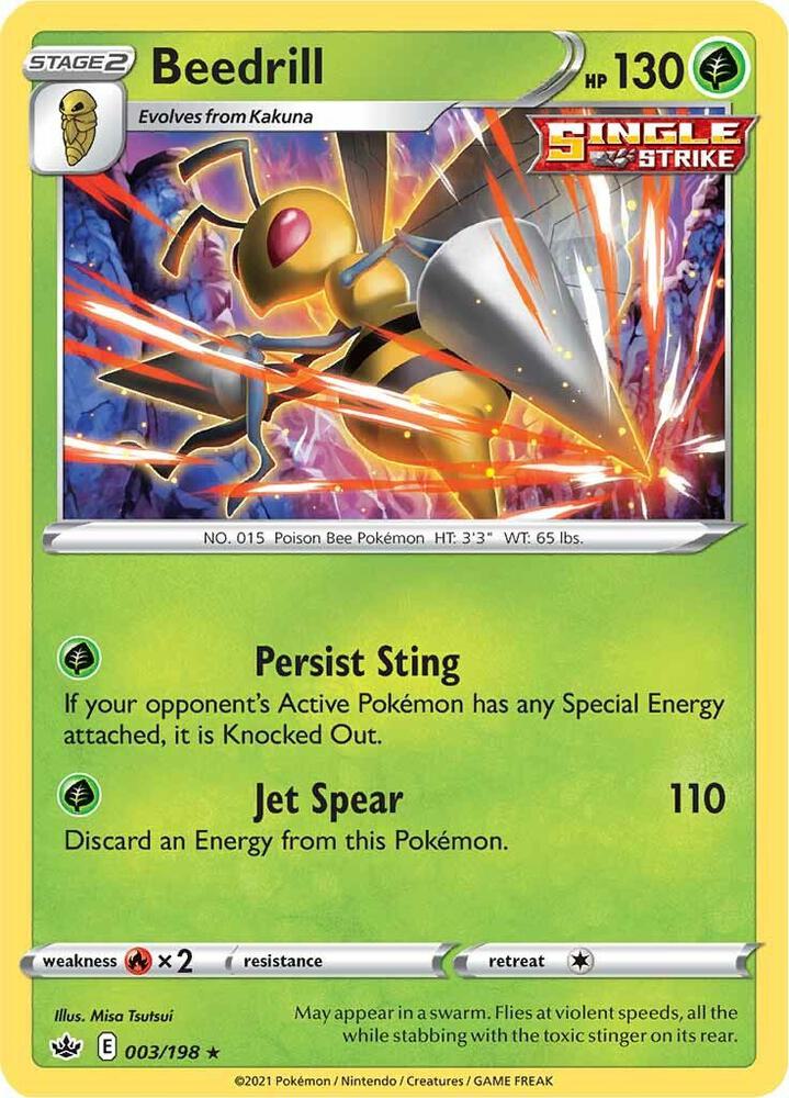 Beedrill 003/198 card from SWSH06: Chilling Reign