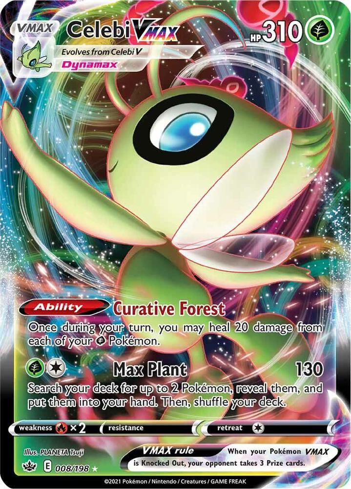 Celebi VMAX 008/198 card from SWSH06: Chilling Reign