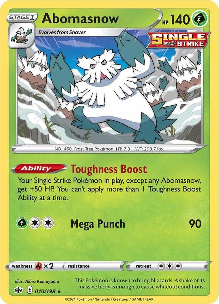 Abomasnow 010/198 card from SWSH06: Chilling Reign