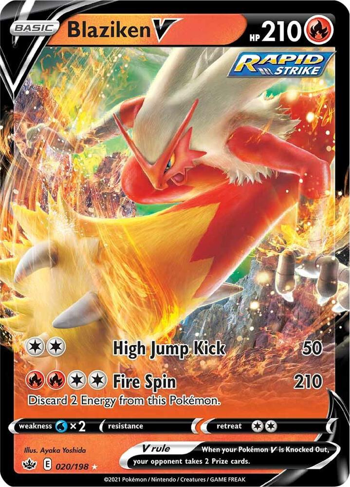 Blaziken V 020/198 card from SWSH06: Chilling Reign