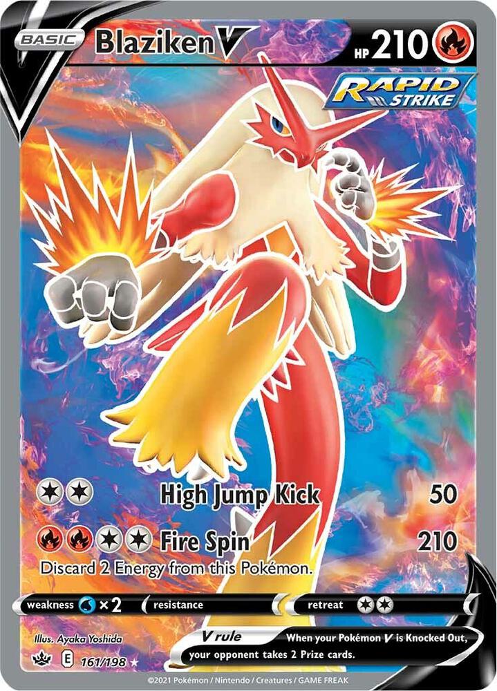 Blaziken V (Full Art) 161/198 card from SWSH06: Chilling Reign