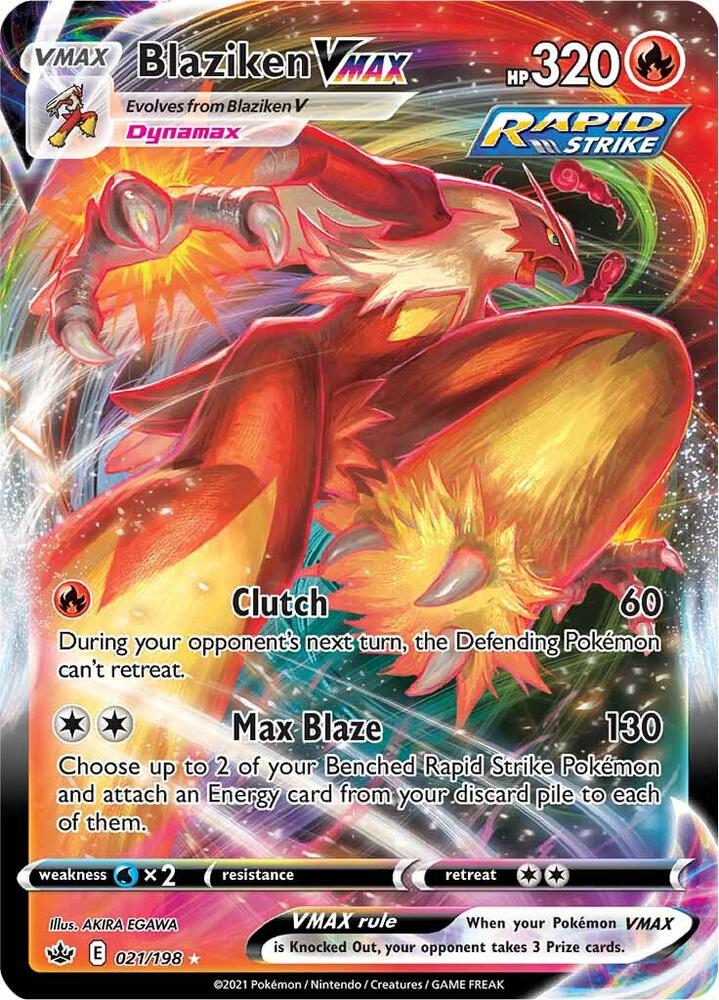 Blaziken VMAX 021/198 card from SWSH06: Chilling Reign
