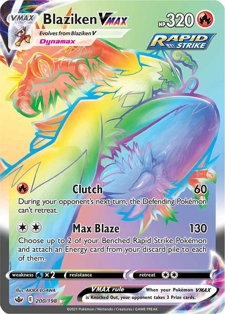 Blaziken VMAX (Secret) 200/198 card from SWSH06: Chilling Reign