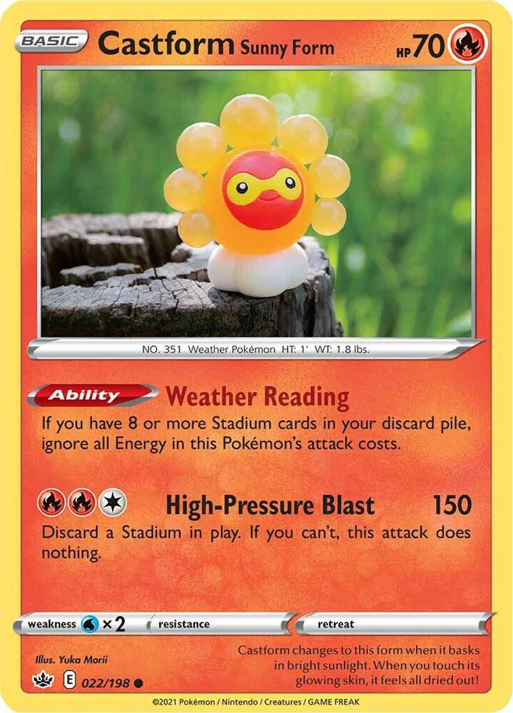 Castform Sunny Form 022/198 card from SWSH06: Chilling Reign