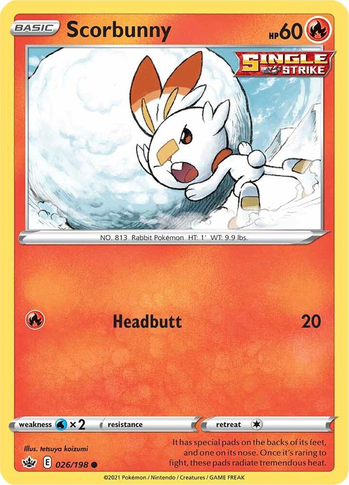 Scorbunny 026/198 card from SWSH06: Chilling Reign