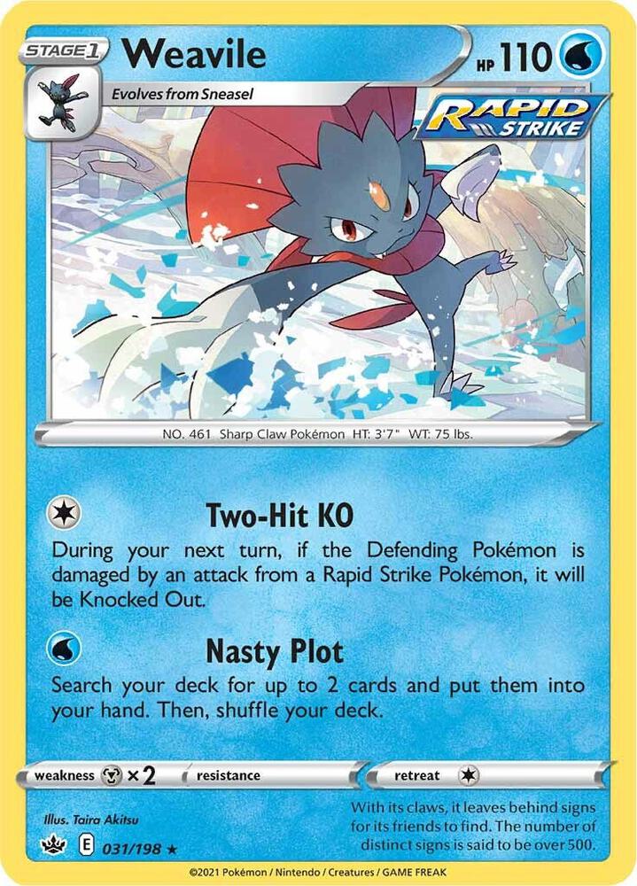 Weavile 031/198 card from SWSH06: Chilling Reign