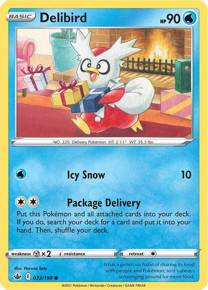 Delibird 032/198 card from SWSH06: Chilling Reign