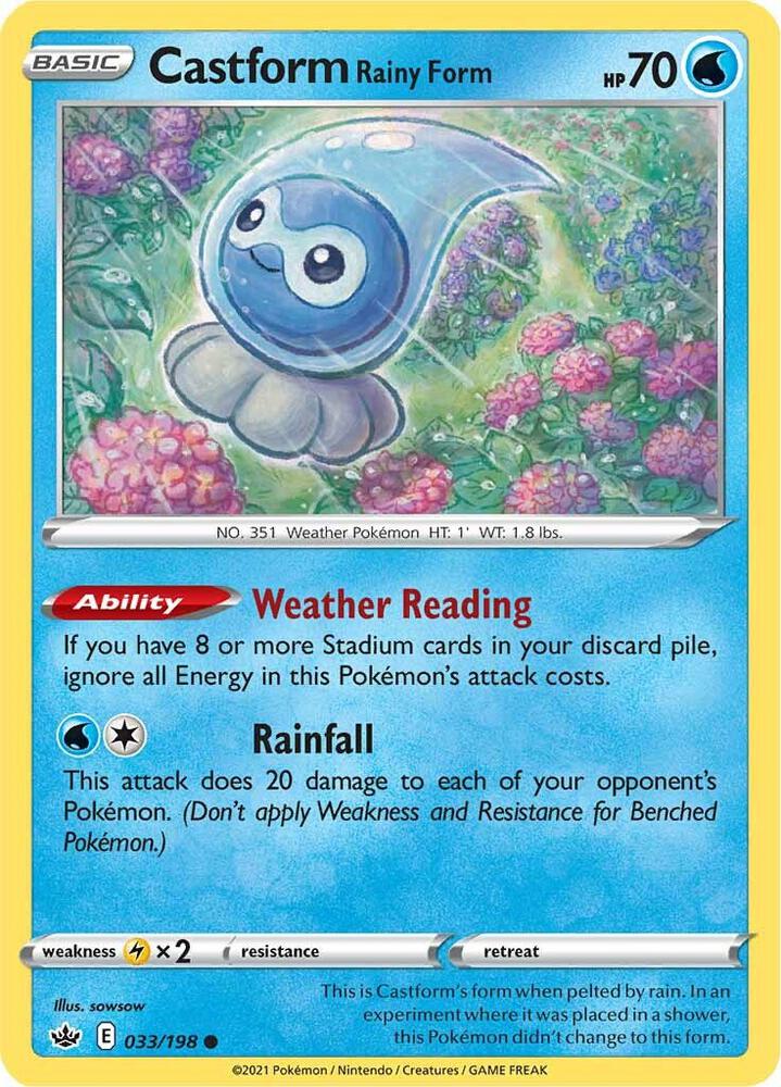 Castform Rainy Form 033/198 card from SWSH06: Chilling Reign
