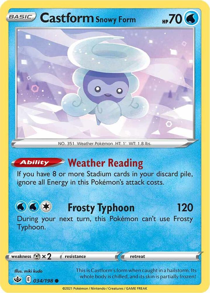Castform Snowy Form 034/198 card from SWSH06: Chilling Reign