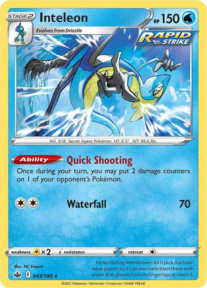 Inteleon 043/198 card from SWSH06: Chilling Reign