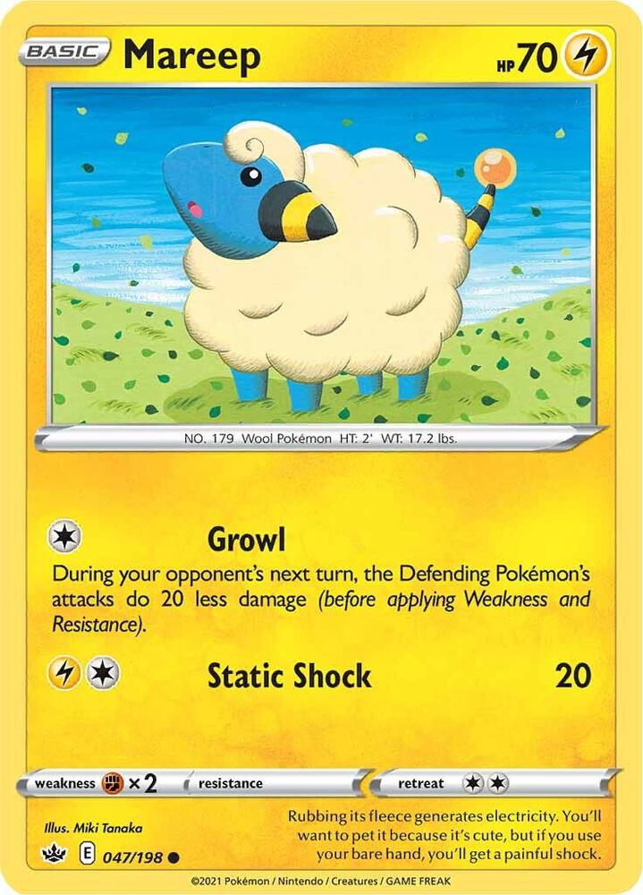 Mareep 047/198 card from SWSH06: Chilling Reign